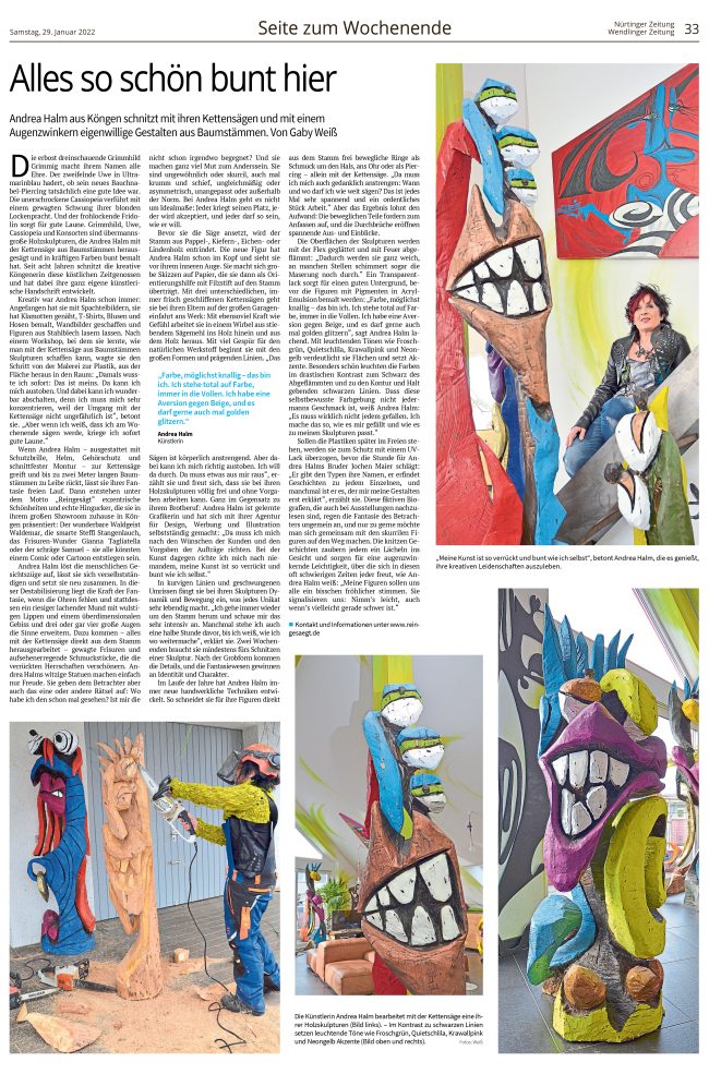 Nürtinger Zeitung vom 9. März 2022 29.01.22 …..Alles so schön bunt hier